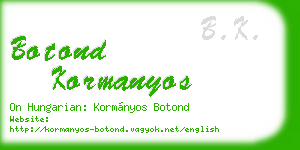 botond kormanyos business card